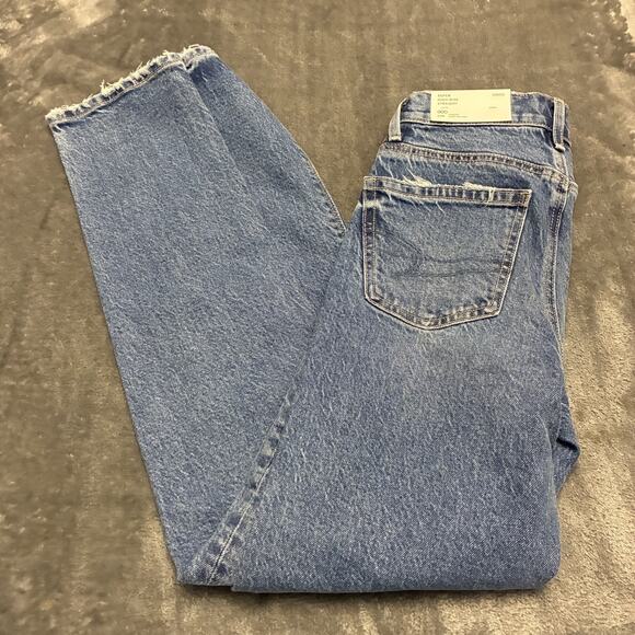American Eagle Jeans Womens 000 Blue Super High Rise Straight Distressed - Picture 7 of 12